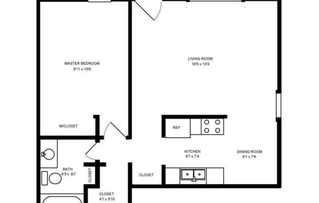 1 bed, 1 bath, 550 sqft, $1,316