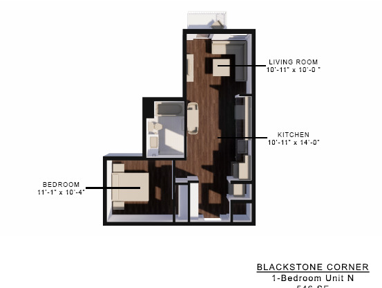 1 bed, 1 bath, 569 sqft, $1,275, Unit 324