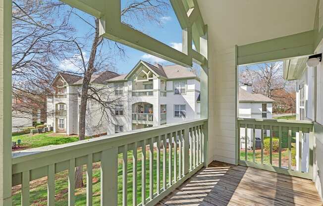 A view of a house from a porch.