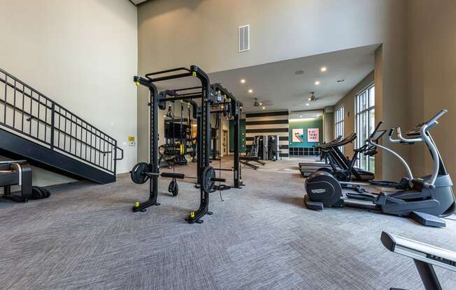 spacious gym with cardio equipment at the oxford condos tx