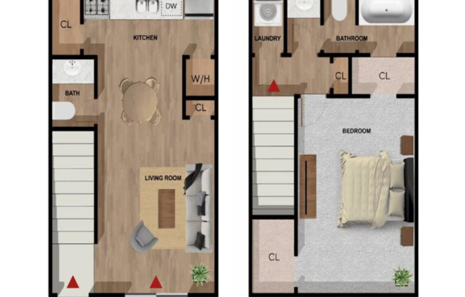 1 bed, 1.5 baths, 825 sqft, $1,197, Unit H-19