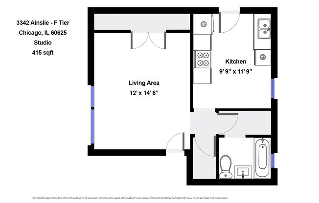 Studio, 1 bath, 415 sqft, $1,065, Unit 3342-F2