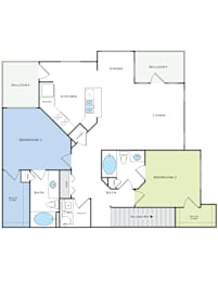 2 beds, 2 baths, 1,281 sqft, $1,635