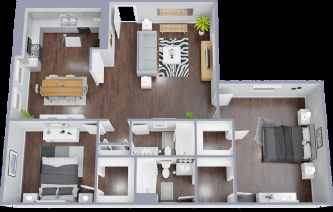 2 beds, 2 baths, 1,039 sqft, $1,087