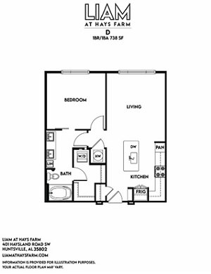 1 bed, 1 bath, 738 sqft, $1,262