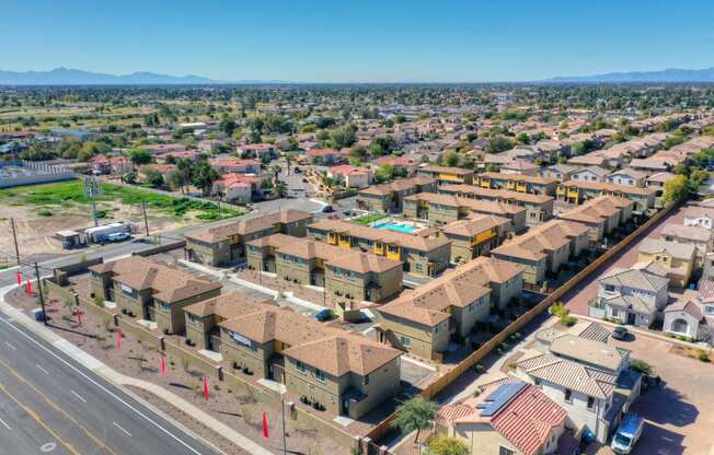 Aerial view at San Vicente Townhomes in Phoenix AZ