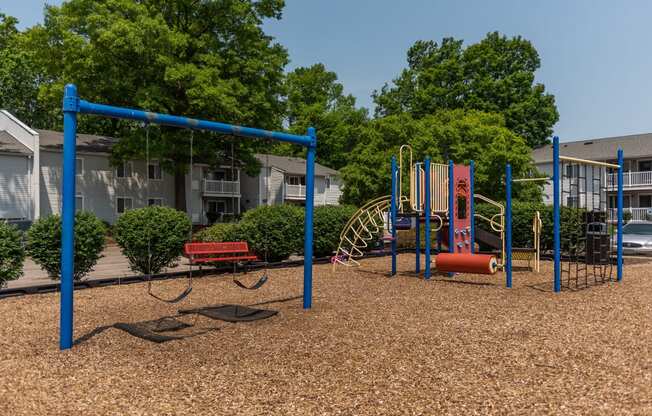 our playground has a variety of equipment for kids to play on