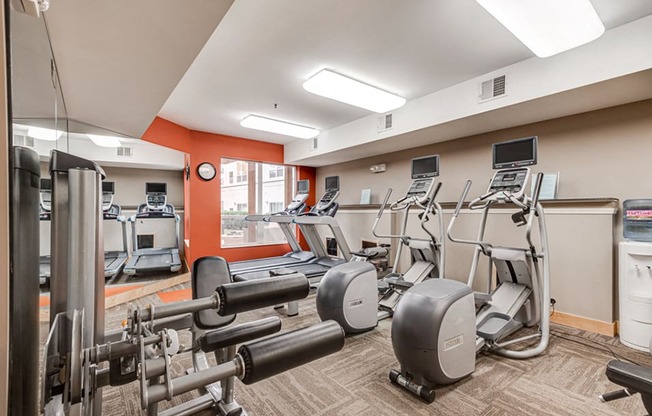 Fitness room with various equipment