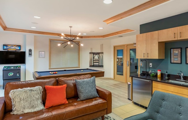 Resident Lounge with Billiard Table at The Enclave Luxury Apartments
