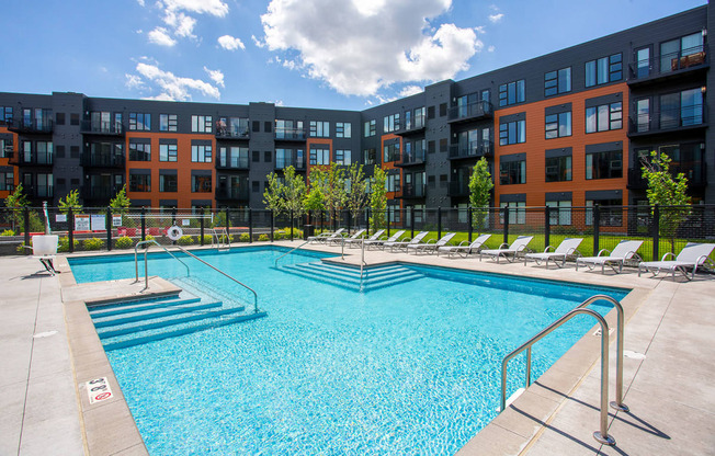 Pool With Sundecks at Union Flats, St. Paul