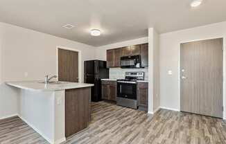 kitchen with black appliances