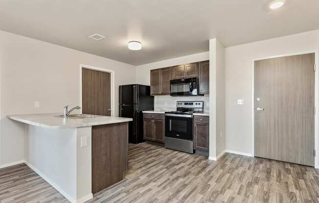 kitchen with black appliances