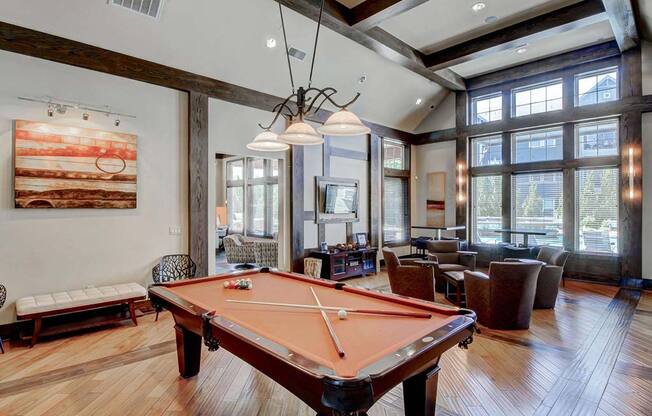 Pool Table In Clubhouse at Berkshire Aspen Grove Apartments, Colorado