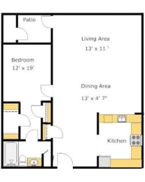 1 bed, 1 bath, 672 sqft, $2,302