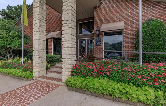 Oak Chase leasing office with green plants