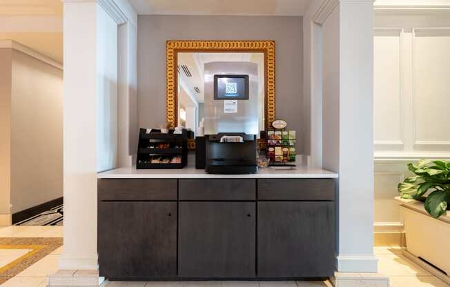 Lobby with coffee station