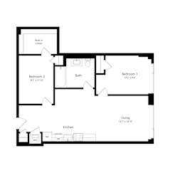 2 beds, 1 bath, 769 sqft, $2,647