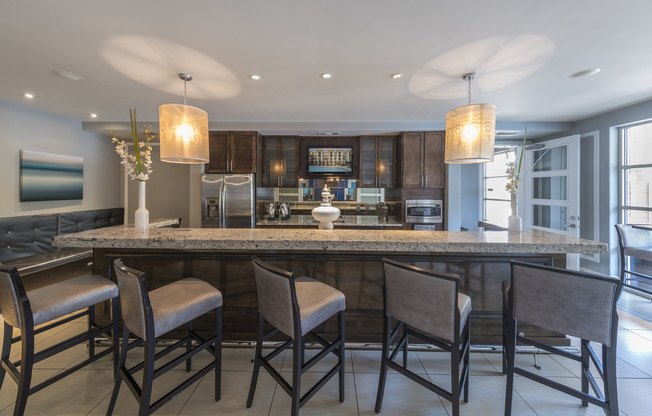 expansive kitchen in clubhouse lounge