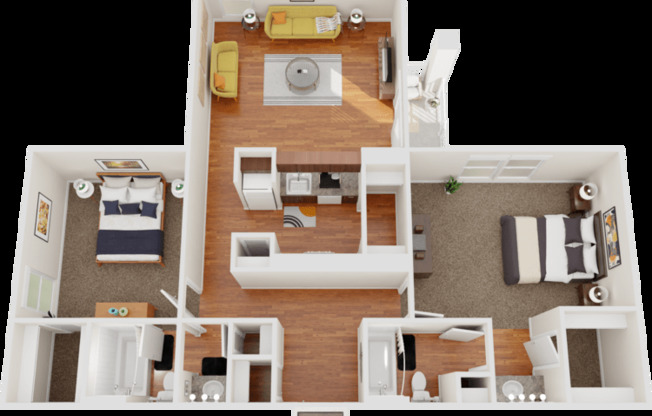 2 beds, 2 baths, 1,055 sqft, $1,190