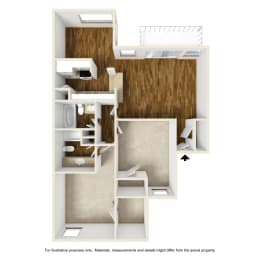2 beds, 2 baths, 1,060 sqft, $1,366