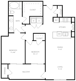 2 beds, 1 bath, 1,056 sqft, $1,713