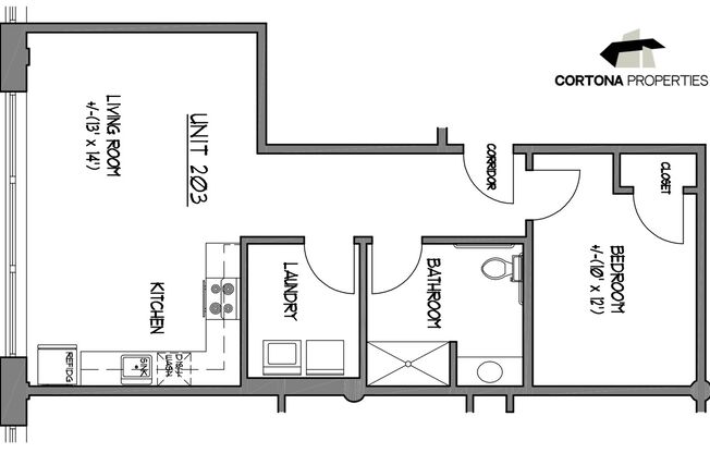 1 bed, 1 bath, 775 sqft, $1,295, Unit Apt. 203