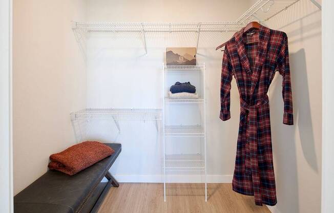 Built-in shelving and storage in spacious closets*