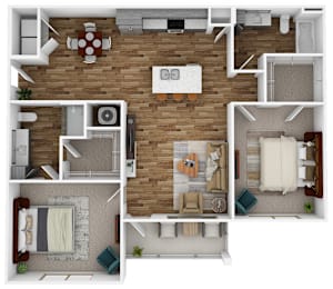 2 beds, 2 baths, 1,162 sqft, $1,557