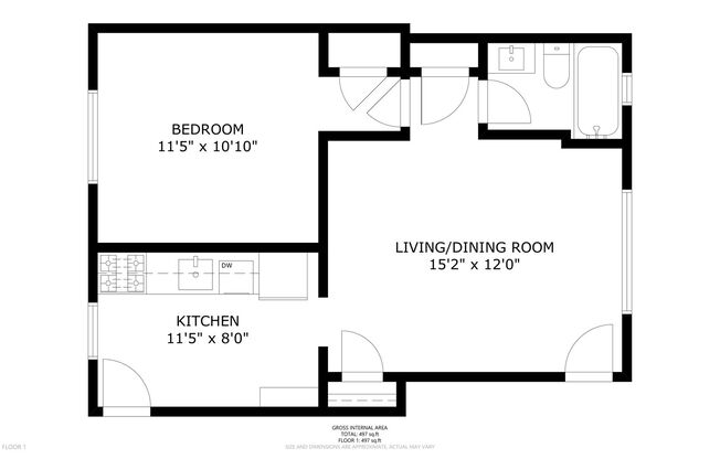 1 bed, 1 bath, $1,395