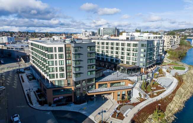 Drone View Of Community at Marina Square, Washington, 98337