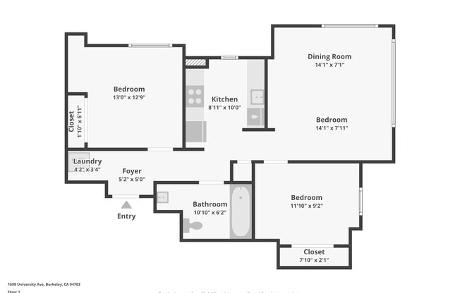 1 bed, 1 bath, 110 sqft, $1,100