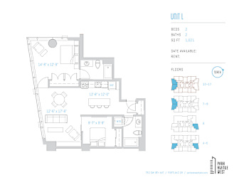 2 beds, 2 baths, 1,021 sqft, $2,815
