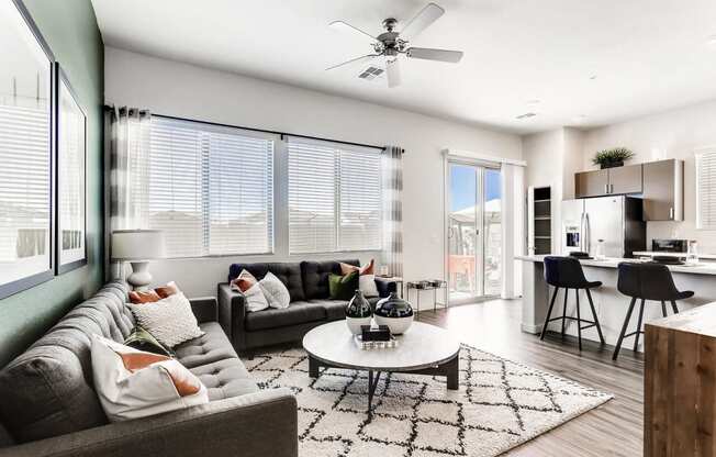 Modern Living Room With Kitchen View at Avilla Camelback Ranch, Phoenix, Arizona