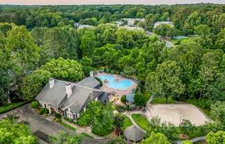 Aerial view of Bridgewater showing landscape of trees