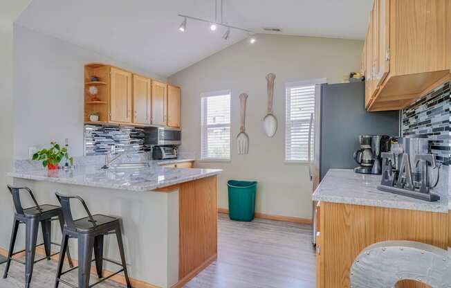 Full sized shared kitchen in the clubhouse at Skyline View
