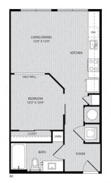 Studio, 1 bath, 576 sqft, $1,534