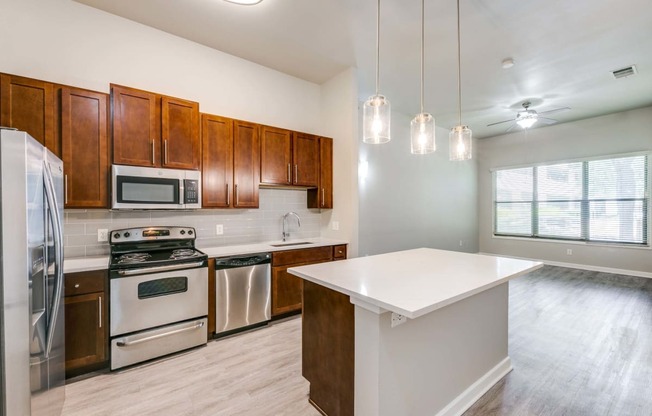 Vacant unit kitchen at The Atlantic Highland Park, Dallas