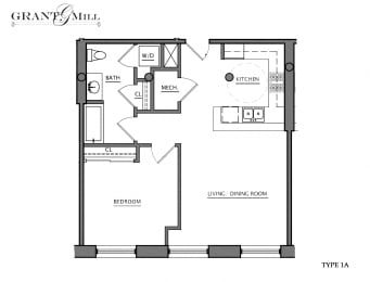 1 bed, 1 bath, 707 sqft, $2,110