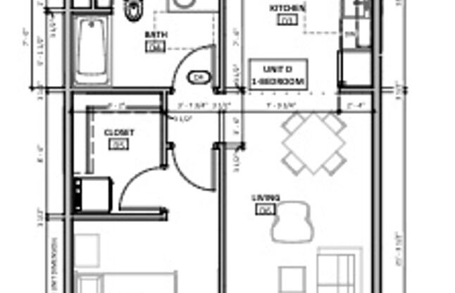 1 bed, 1 bath, 827 sqft, $1,450, Unit 111