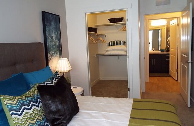 Main Bedroom With Closet at Enclave at 1400 South Apartments, Salt Lake City