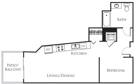 Studio, 1 bath, 600 sqft, $2,092, Unit 420