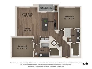 2 beds, 2 baths, 1,236 sqft, $2,775