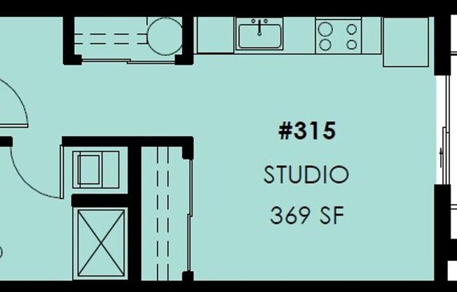 Studio, 1 bath, 327 sqft, $1,570, Unit 417-315