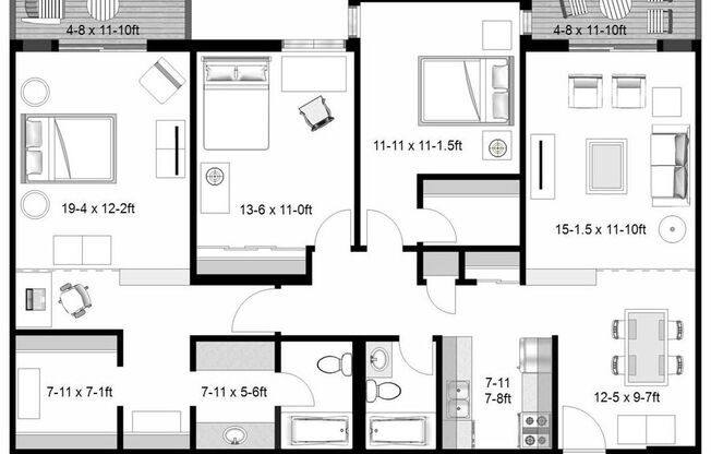 3 beds, 2 baths, 1,300 sqft, $2,195, Unit 272