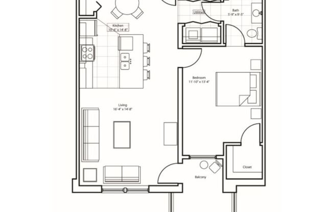 1 bed, 1 bath, 876 sqft, $1,639