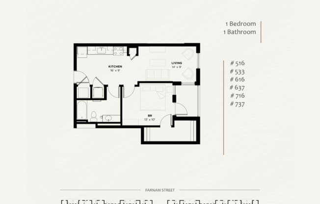 1 bed, 1 bath, 671 sqft, $1,575, Unit 516