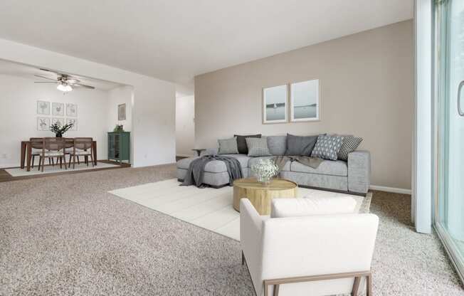 Spacious Living Area with Carpet