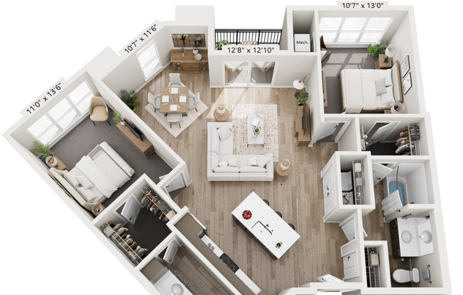 2 beds, 2 baths, 1,244 sqft, $2,170, Unit 8421-127