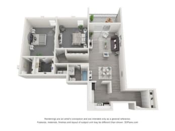 2 beds, 1.5 baths, 1,200 sqft, $1,800