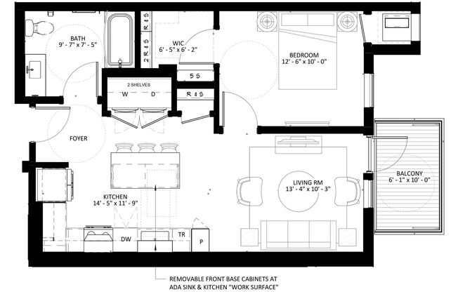 1 bed, 1 bath, 732 sqft, $1,319, Unit 423